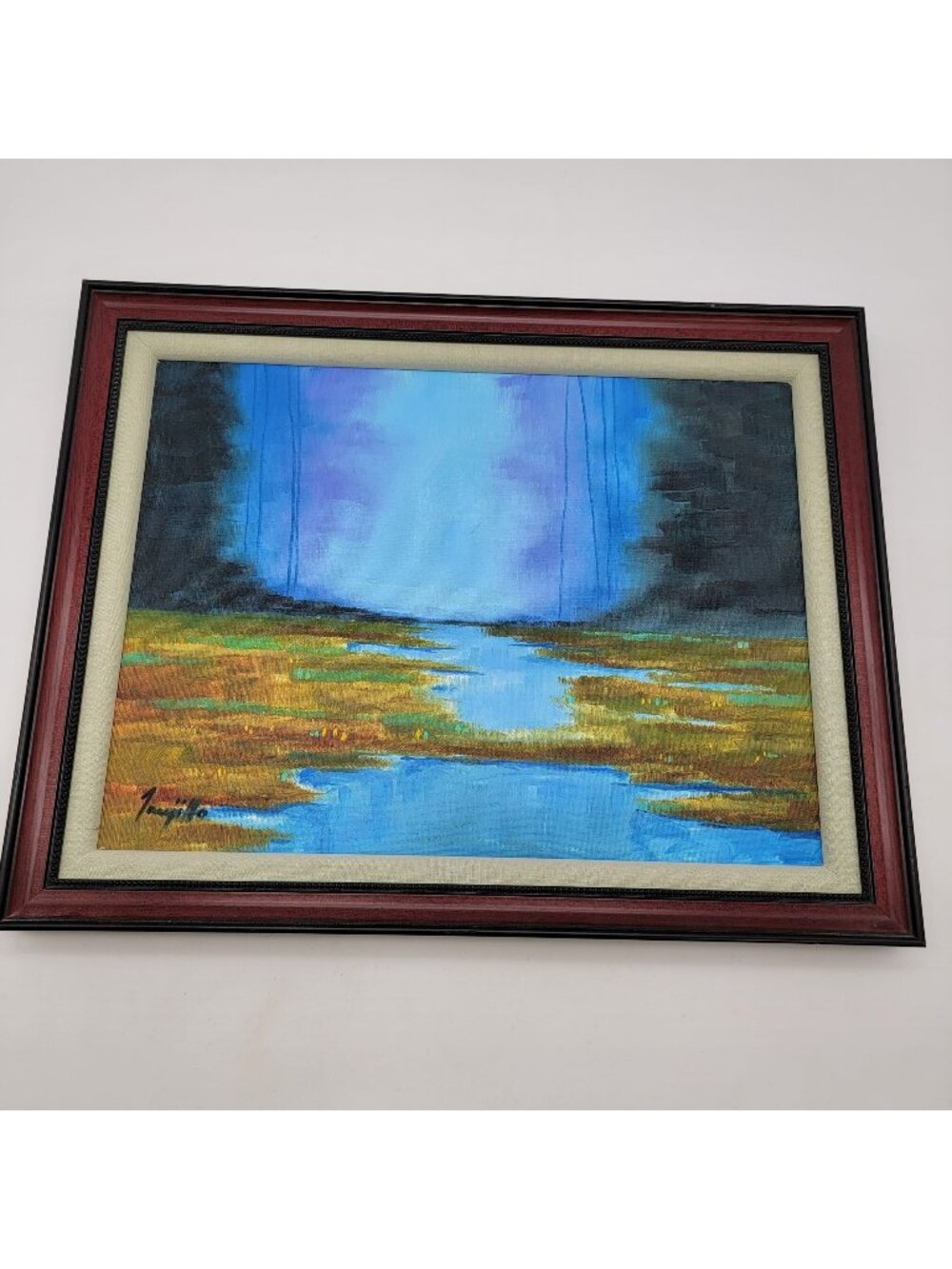 Original Abstract Landscape Waterfall Painting By Jose Trujillo